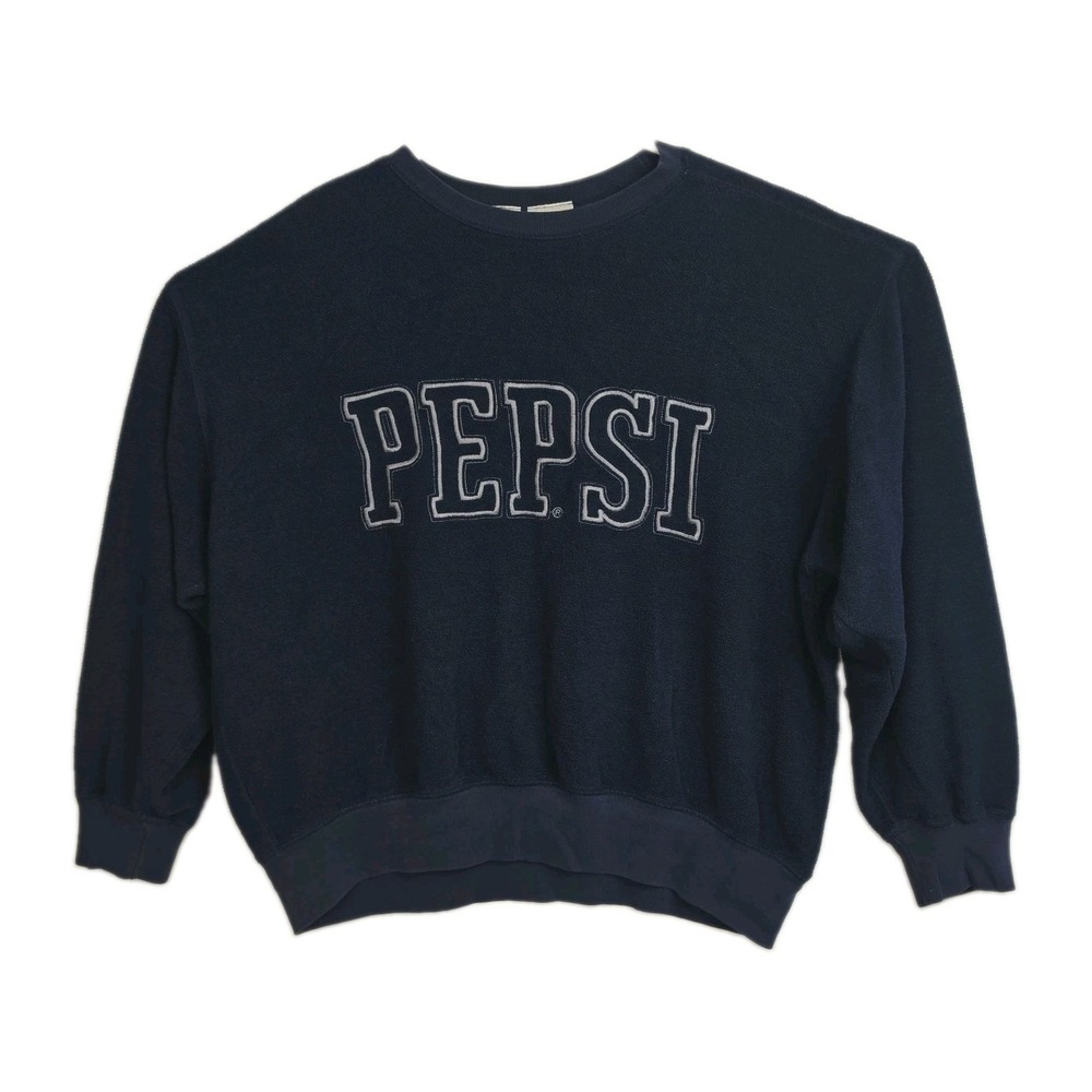 VTG Pepsi Sweatshirt Men's XL Blue Big Embroidered Logo Crew Neck